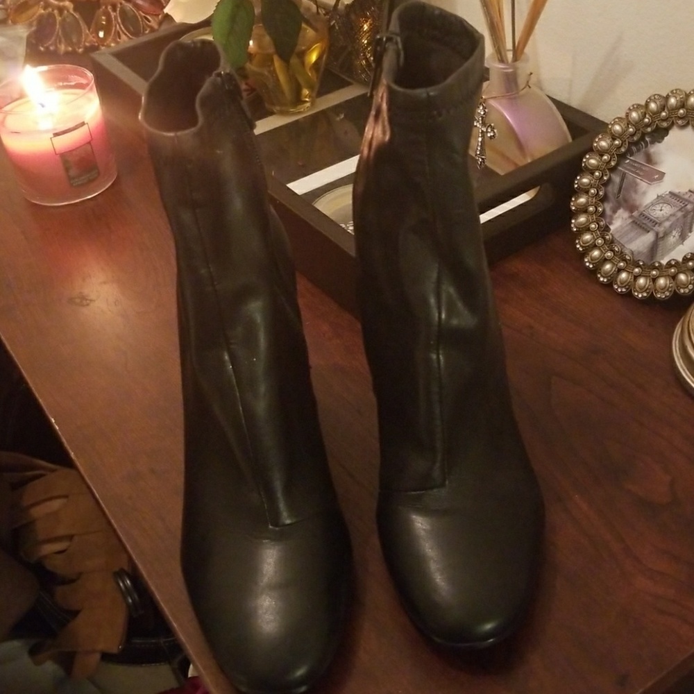 ALDO ankle boot with gold heel.